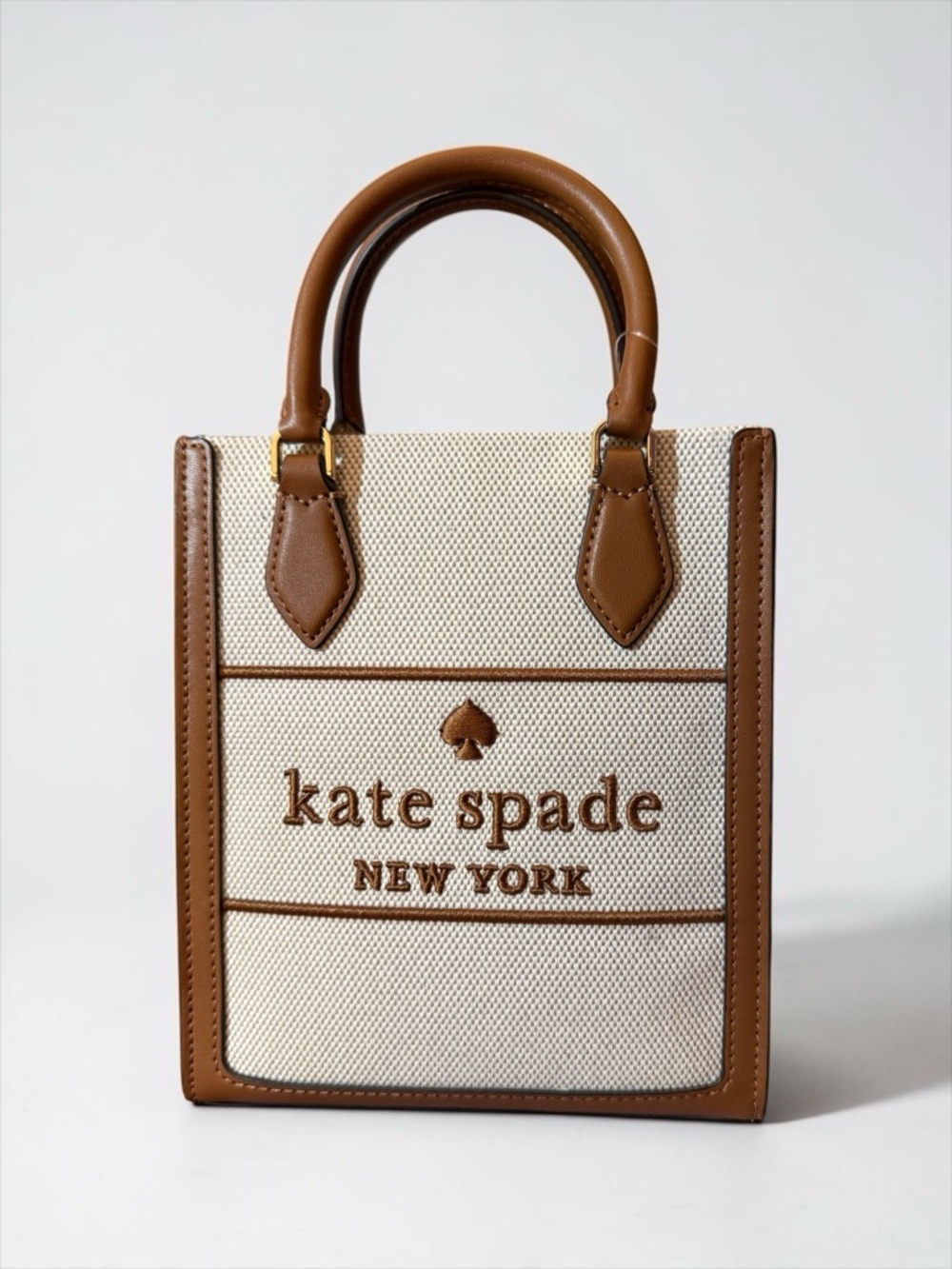 kate spade New York Ellie Canvas Mini Tote in Warm Gingerbread Multi, NWT